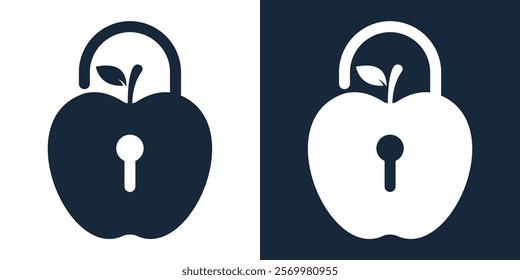 lock and apple fruit abstract vector logo