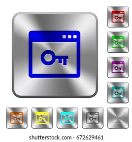 Lock application engraved icons on rounded square glossy steel buttons
