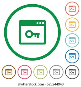 Lock application flat color icons in round outlines