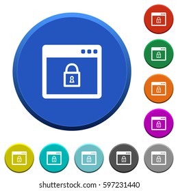 Lock application round color beveled buttons with smooth surfaces and flat white icons
