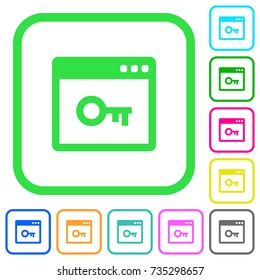 Lock application vivid colored flat icons in curved borders on white background