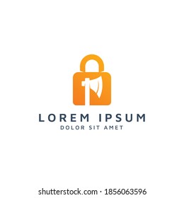 lock and ax negative space logo design