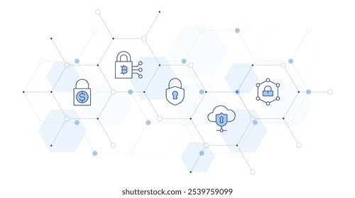 Lock Banner Vector Illustration with Icon Style in Between. Line Duotone icon. Containing lock, access, padlock.