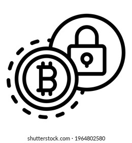 Lock bitcoin icon. Outline Lock bitcoin vector icon for web design isolated on white background