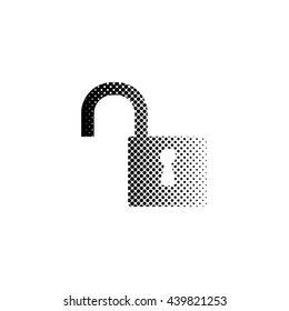 lock - black vector icon;  halftone illustration