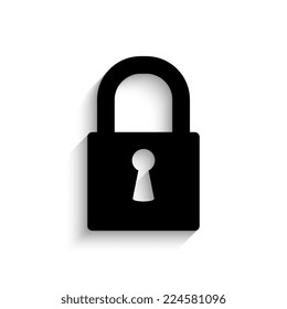 lock - black vector icon with shadow