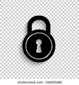 lock - black vector  icon with shadow