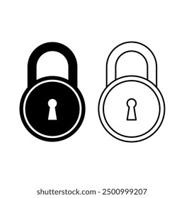 Lock black and white flat vector icon design with editable stroke. Lock symbol and clip art