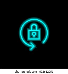 Lock blue glowing neon ui ux icon. Glowing sign logo vector