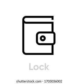 Lock Book icon. Editable Vector Outline. Book with belt sign for website and mobile app. Single Pictogram.