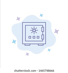 Lock, Box, Deposit, Protection, Safe, Safety, Security Blue Icon on Abstract Cloud Background. Vector Icon Template background