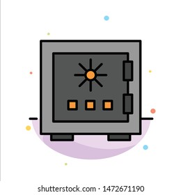 Lock, Box, Deposit, Protection, Safe, Safety, Security Abstract Flat Color Icon Template