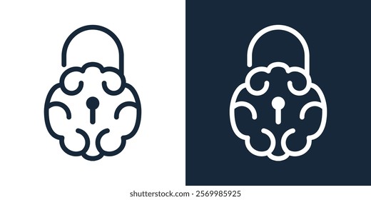 LOCK AND BRAIN abstract vector logo