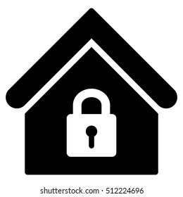 Lock Building vector icon. Flat black symbol. Pictogram is isolated on a white background. Designed for web and software interfaces.