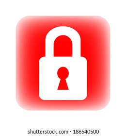 Lock button on white background.
