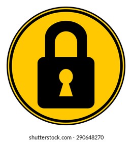 Lock button on white background. Vector illustration.
