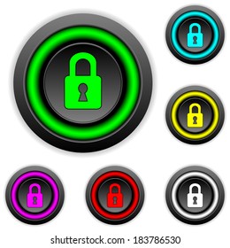 Lock buttons set on white background.