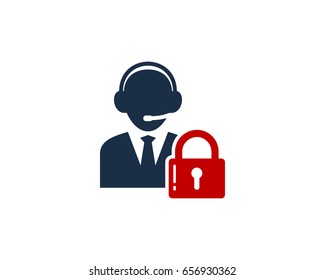 Lock Call Center Icon Logo Design Element
