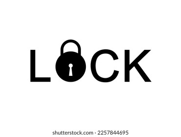 Lock calligraphy with Lock icon vector illustration