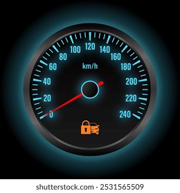 Lock car Warning Light on Car Dashboard. Vector Illustration. 