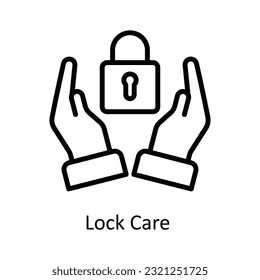 Lock Care  Vector  outline Icon Design illustration. Cyber security  Symbol on White background EPS 10 File
