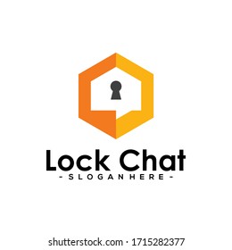Lock Chat Logo Template Design. Chat Security vector illustration.