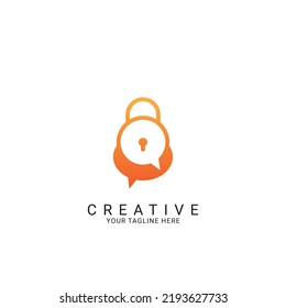 Lock Chat Logo Template Design. Private chat vector logo template.
