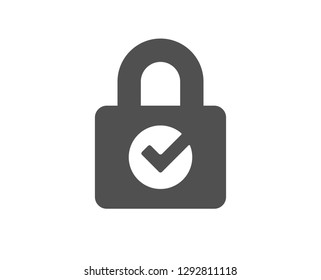 Lock with Check icon. Private locker sign. Password encryption symbol. Quality design element. Classic style icon. Vector