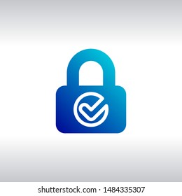 Lock with Check icon. Private locker sign. Password encryption symbol. Quality design elements. Technology password encryption button. Vector