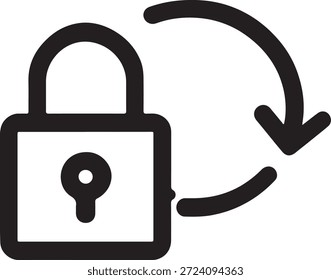 Bloquee con el ícono de flecha circular que representa el Actualizar seguro, la protección de datos, la actualización de privacidad o la seguridad del sistema.
