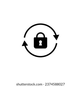 Lock with circular arrows. Update with reboot and secure web system with secure vector sync password control