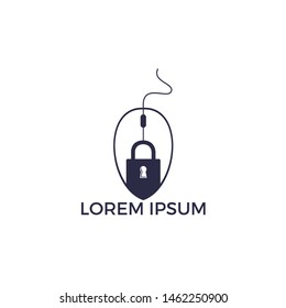 Lock Click Logo Design. Vector lock and click logo combination. Safe and cursor symbol or icon. 