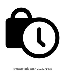 Lock clock icon isolated vector illustration on white background. High quality black style vector icons