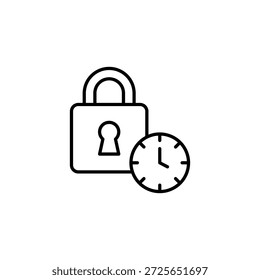 Bloqueo Y Reloj Esquema Icono Minimalista Tiempo De Seguridad