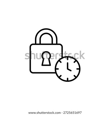 Lock And Clock Outline Minimalist Icon Security Time