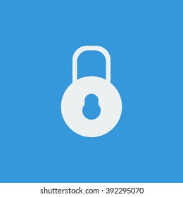 Lock close icon, on blue background, white outline, large size symbol