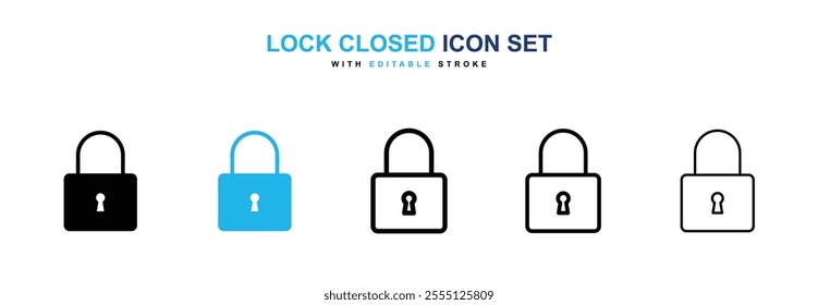 Lock closed icon collection in black and blue colors