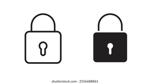Lock closed icon set in Thin line black color.