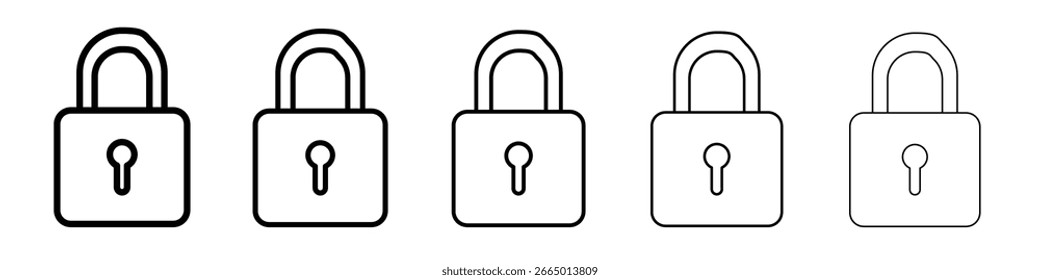 Concepto de símbolo de icono cerrado de bloqueo para el Diseño web. icono de Vector de línea simple. ilustración de logotipo.
