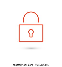 Lock closed icon vector illustration. Linear symbol with thin outline. The thickness is edited. Minimalist style.