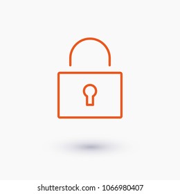 Lock closed icon vector illustration. Linear symbol with thin outline. The thickness is edited. Minimalist style.