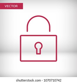 Lock closed icon vector illustration. Linear symbol with thin outline. The thickness is edited. Minimalist style.