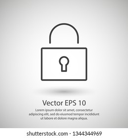 Lock closed icon vector illustration. Linear symbol with thin outline. The thickness is edited. Minimalist style.