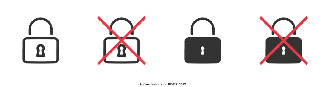 Lock closed icon vector illustration. Padlock icons on white background. Linear symbol with thin outline. The thickness is edited. Minimalist style. Vector illustration