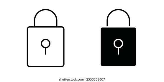 Lock closed icons in black filled and outlined style