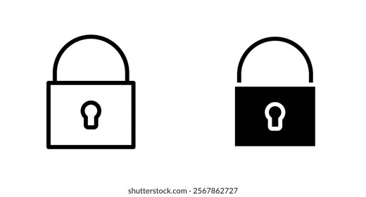 Lock closed icons collection in Filled flat and thin line style.