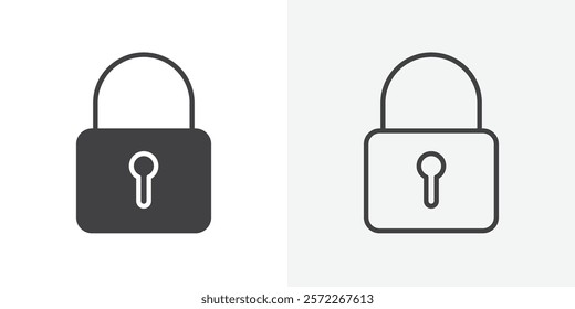 Lock closed icons. flat and line style set