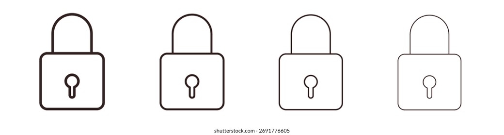 Bloquear iconos cerrados ilustraciones colección sobre fondo blanco. Gráficos de Vector perfecto de píxeles