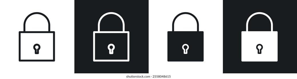 Lock closed icons pack in black and white filled and outlined versions.