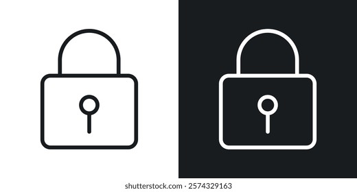 Lock closed icons in thin black and white stroke liner style